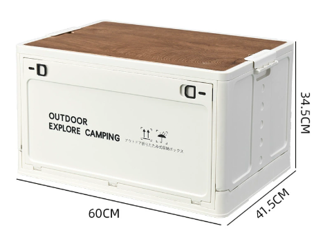 Organisateur de camping 80L avec couvercle en bois